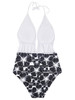 Deep V-Neck  Backless  High Stretch  Abstract Print One Piece