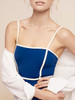 Spaghetti Strap  Contrast Trim  Plain One Piece