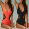 Sexy Hollow Backless Pure Color One-Piece Bikini