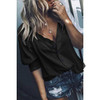 Fashion Sexy Deep V-neck Long Sleeve Solid Color T-shirts