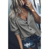 Fashion Sexy Deep V-neck Long Sleeve Solid Color T-shirts