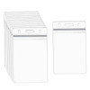 100 Pack Badge Holder Waterproof, Ishua Vertical Card Holder with Resealable Zipper Plastic Name Card Holder Rigid ID Badge Protector ID Card Holder Business Credit Card Badge Holder PVC Clear