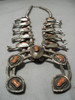 Heavy Vintage Native American Navajo Coral Sterling Silver Native Squash Blossom Necklace Heavy Vintage Native American Navajo Coral Sterling Silver Native Squash Blossom Necklace