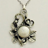 Nature jewelry, Leaf necklace, silver pendant, leaves necklace, pearl necklace, botanical jewelry, vine pendant, unique- Crazy love N4630A