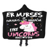 ER NURSES UNICORN HOODED SHERPA BLANKET