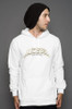 Megastar Nation White and Gold Outline Arc  - Mens / Womens White Pullover Hoody