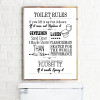 Toilet Rules Wall Art Canvas Painting Modern Funny Bathroom Rules Sign Poster Prints Toilet Humour Picture Bathroom Home Decor