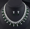 18k White Gold CZ Necklace & Earrings Jewelry Set