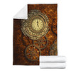 Steampunk Bronze Clock Throw Blanket