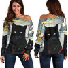Art Cat Off Shoulder Hoodie