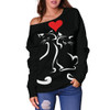 Love Cats II Off Shoulder Hoodie