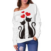 Love Cats Off Shoulder Hoodie
