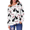 Heart Cats Off Shoulder Hoodie