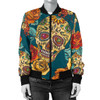 Green Sugar Skull Women's Bomber Jacket