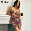 MIOFAR Butterfly Leopard Print Drawstring Mini Dress Women V Neck Sleeveless Clubwear Bodycon Sexy Party Dresses 2020 Summer