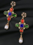 Casual Colorful Rhinestone Faux Pearl Drop Earring