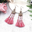 New European and American bohemian personality exaggerated braided silk geometric earrings tassel scalloped earrings