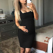 Maternity Solid Color VEST Sheath Midi Dress