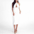 Maternity Solid Color Round Collar Sleeveless Midi Dress