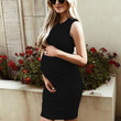 Maternity Brief Sleeveless Solid Color Mini Dress