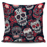 Red & White Skull Pillow Cover