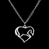 Silver Heart Horse Necklace