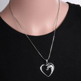 Horse Silver Heart Necklace