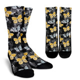 Lovely Black & Yellow Butterfly Socks