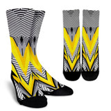 Racing Style Grey & Yellow Stripes Vibes Socks