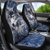 Blue Wolf Behind Tree Car Seat Covers