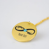 Infinity December Birthstone Necklace Name Engraved Disc Necklace