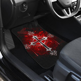 Silver cross in Red Car Floor Mats