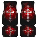 Silver cross in Red Car Floor Mats