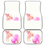 Coral Axolotl And Pokemon in pink Car Floor Mats