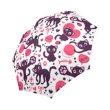 Romantic Seamless Pattern With Cute Playful Kitten Auto Foldable Umbrella