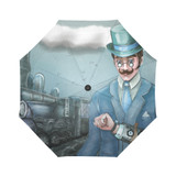 Man In Steampunk Style Auto Foldable Umbrella