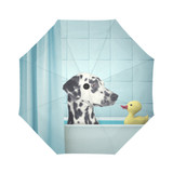 Cute Dalmatian Dog In The Bath With Duck Auto Foldable Umbrella
