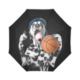 Cute Dog In Cap Holding A Ball Auto Foldable Umbrella