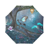 Enchanted Tree In The Middle Of The Blue Forest Auto Foldable Umbrella