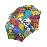 Graffiti Cartoon Abstract Peace Love Auto Foldable Umbrella