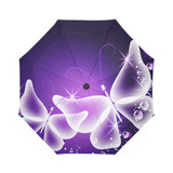 Purple Butterfly Auto Foldable Umbrella