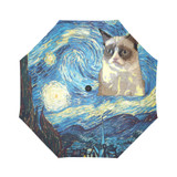 Grumpy Cat Starry Night Auto Foldable Umbrella