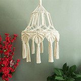 Cream Mushroom Fold Lampshade, Boho-Chic Handwoven Knotting Macrame Lampshade, Background Hanging Decoration, Hanging Ceiling Cream Mushroom Fold Lampshade, Boho-Chic Handwoven Knotting Macrame Lampshade, Background Hanging Decoration, Hanging Ceiling