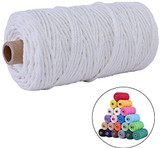 100% Natural Macrame Cotton Cord,3mm x109 Yard Twine String Cord Colored Cotton Rope Craft Cord for DIY Crafts Knitting Plant Hangers