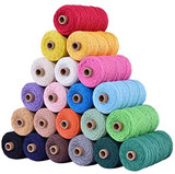 100% Natural Macrame Cotton Cord,3mm x109 Yard Twine String Cord Colored Cotton Rope Craft Cord for DIY Crafts Knitting Plant Hangers
