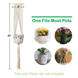 Macrame Cotton Plant Hanger | Rope Flower Pot Holder for Indoor Outdoor Balcony Garden Wall | Home Décor Decorative Interior Bohemian Basket Hanger