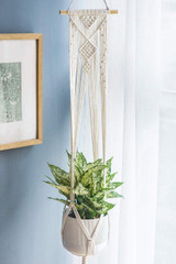 Macrame Cotton Plant Hanger | Rope Flower Pot Holder for Indoor Outdoor Balcony Garden Wall | Home Décor Decorative Interior Bohemian Basket Hanger