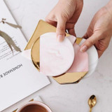 Luxury Marble Grain and Gold Plating Ceramic Coaster Set
