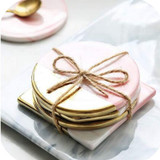 Luxury Marble Grain and Gold Plating Ceramic Coaster Set