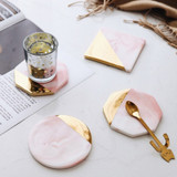Luxury Marble Grain and Gold Plating Ceramic Coaster Set